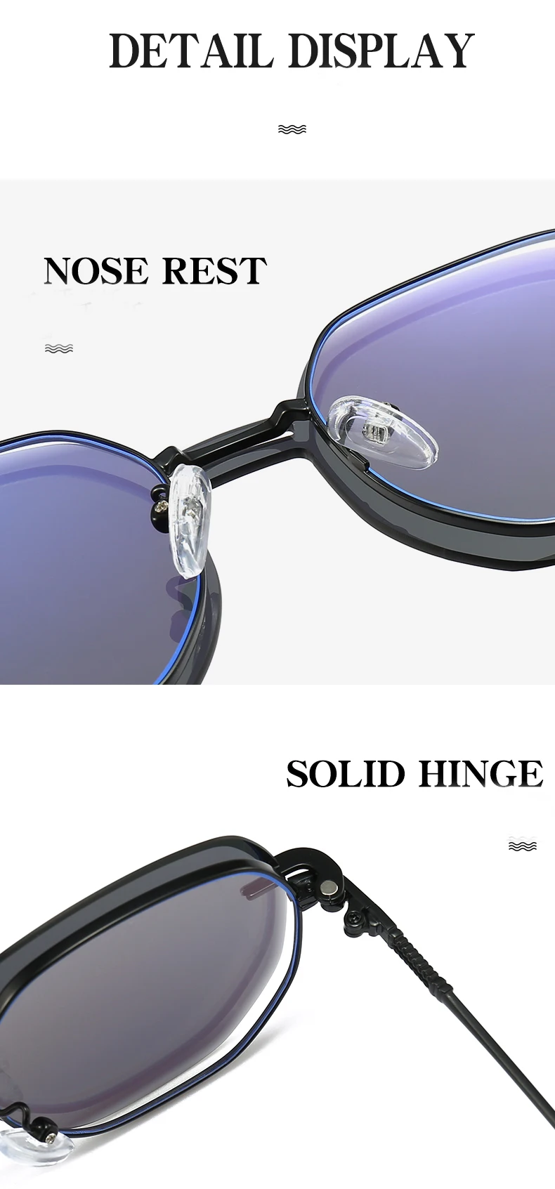 Removable Sunglasses Women Men Hexagon Glasses Clip On Lens Anti Blue Light Computer Glasses Dames 7000