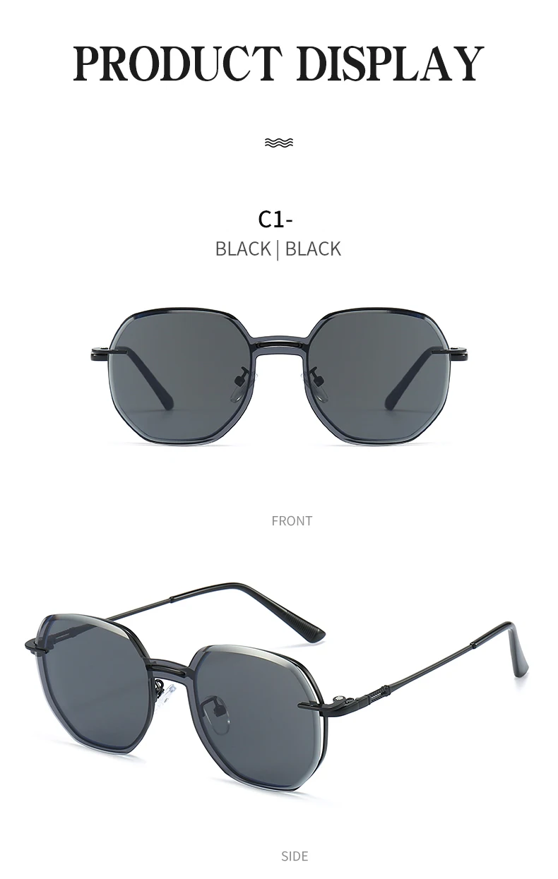 Removable Sunglasses Women Men Hexagon Glasses Clip On Lens Anti Blue Light Computer Glasses Dames 7000