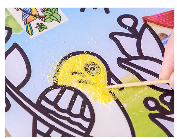 30Pcs Children's Sand Painting Set Baby Diy Handmade Creative Colored Sand Making Kindergarten Cartoon Puzzle