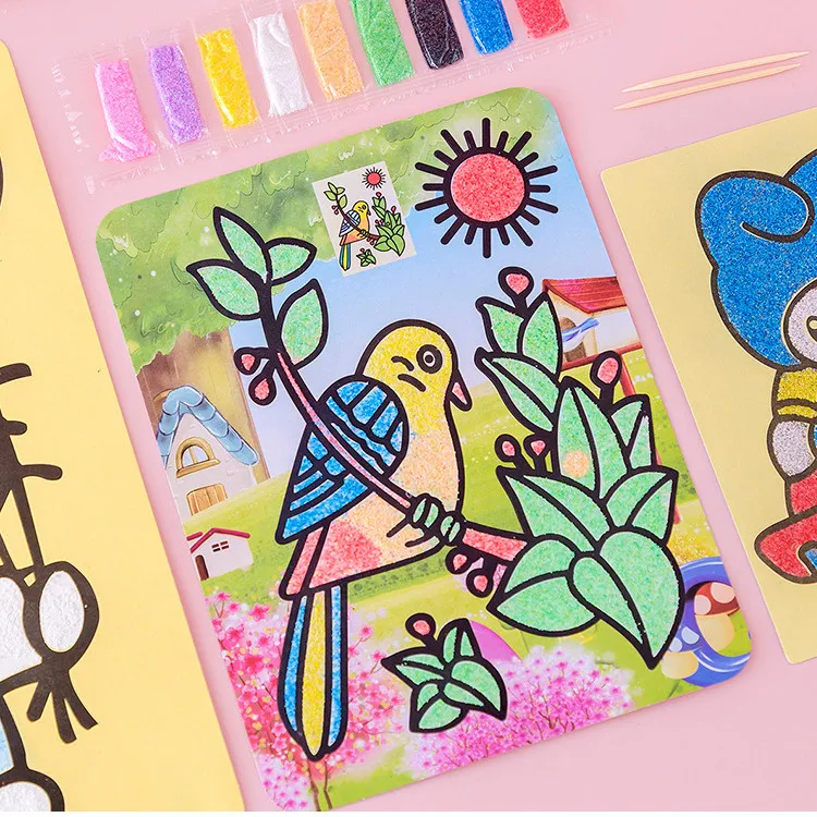 30Pcs Children's Sand Painting Set Baby Diy Handmade Creative Colored Sand Making Kindergarten Cartoon Puzzle