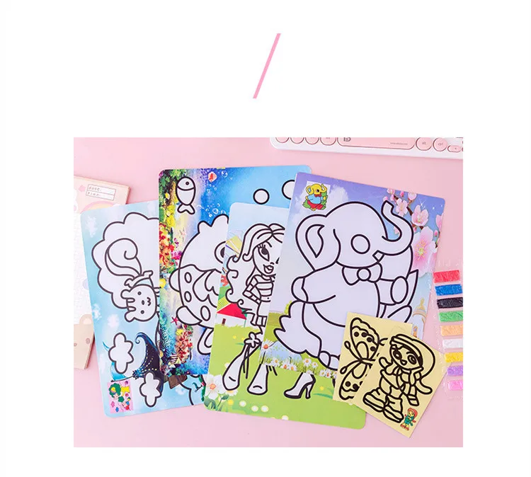 30Pcs Children's Sand Painting Set Baby Diy Handmade Creative Colored Sand Making Kindergarten Cartoon Puzzle