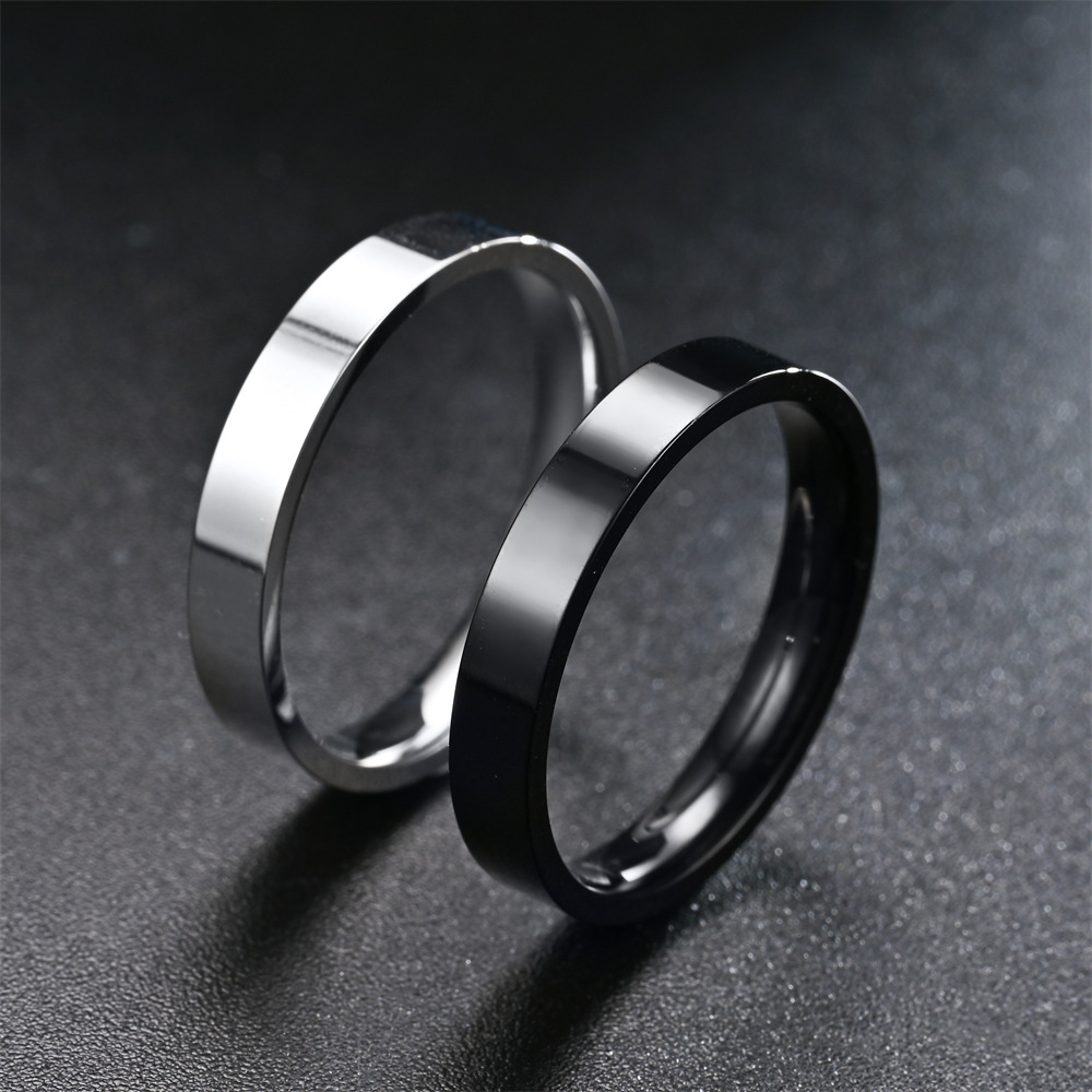4mm Simplicity Flat Stainless Steel Rings Japanese Korean Fashion Glossy Titanium Steel Finger Rings Youth Boy Girl Jewelry Gift