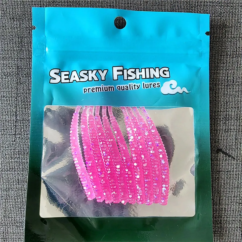 MUKUN 10pcs 03g 0.45g Soft Fishing Lure Rockfish Twin Tail Artificial Wobbler Crankbait Bionic Silicone Fluorescent Worm Bait