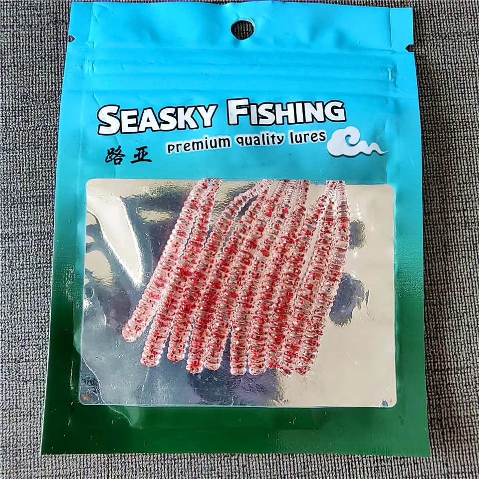 MUKUN 10pcs 03g 0.45g Soft Fishing Lure Rockfish Twin Tail Artificial Wobbler Crankbait Bionic Silicone Fluorescent Worm Bait