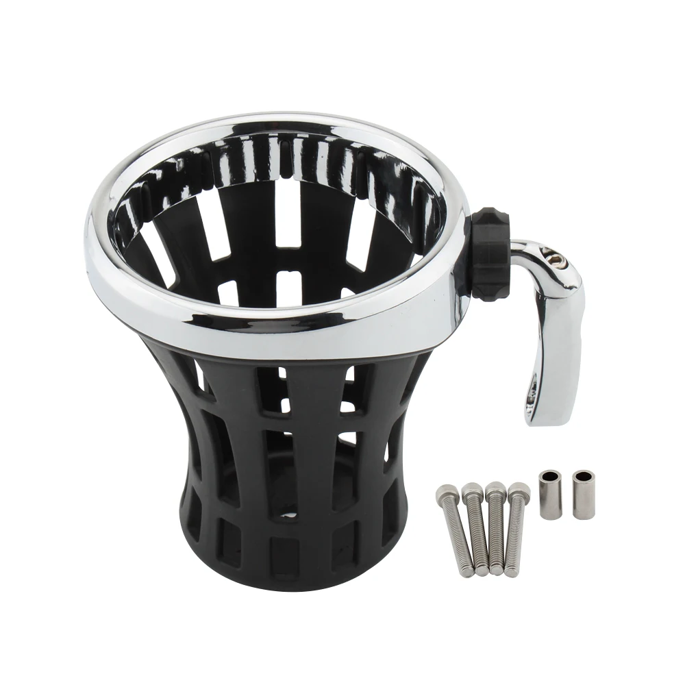 New Black Chrome Motorcycle Drink Holder Bike Water Cup Bottle Holder Handlebar Bottle Holder Coffee Stand Accessories Rubber