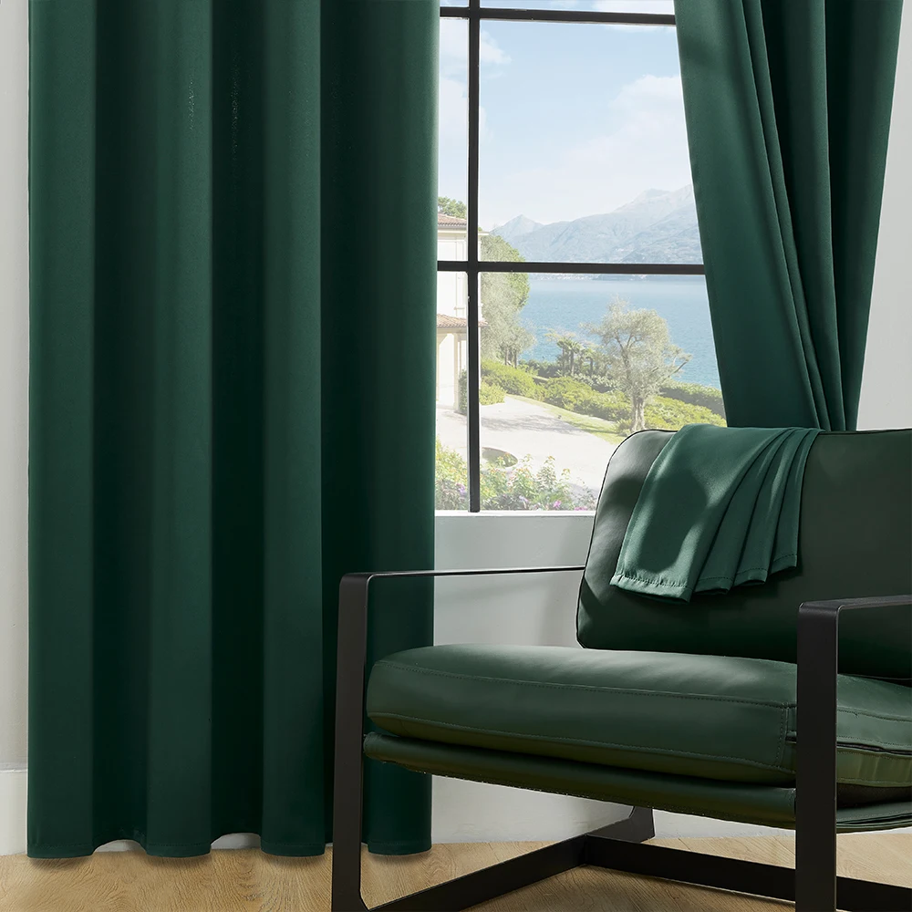 1Pc Solid Color Blackout Curtain,Room Darkening And Light Reducing Curtain, For Study Bedroom Kitchen Living Room Decor