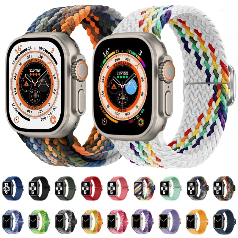Nylon Strap For Apple Watch 12 11 10 9 8 7 46mm 42mm Adjustable Wristband iWatch Ultra4-3-2-1 49mm 6 5 4 SE 45mm 41mm 44mm Belt