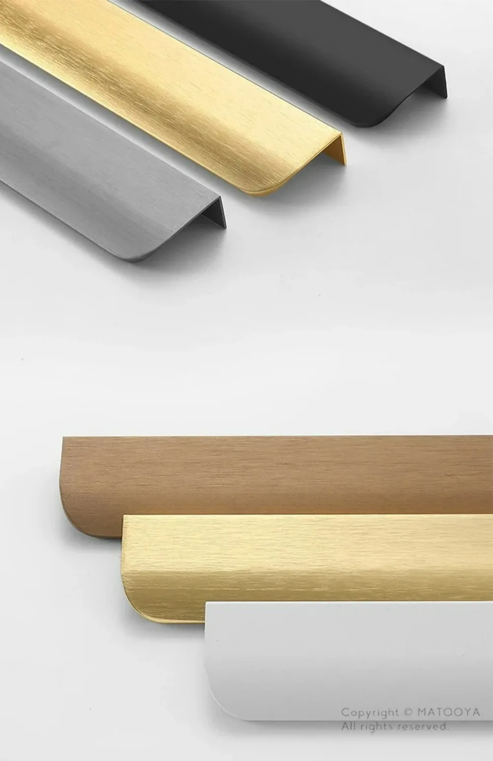 Gold Black Hidden Handles Invisible Door Handle Aluminum Alloy Long Kitchen Cabinet Pulls Wardrobe Door Knob and Handle Hardware