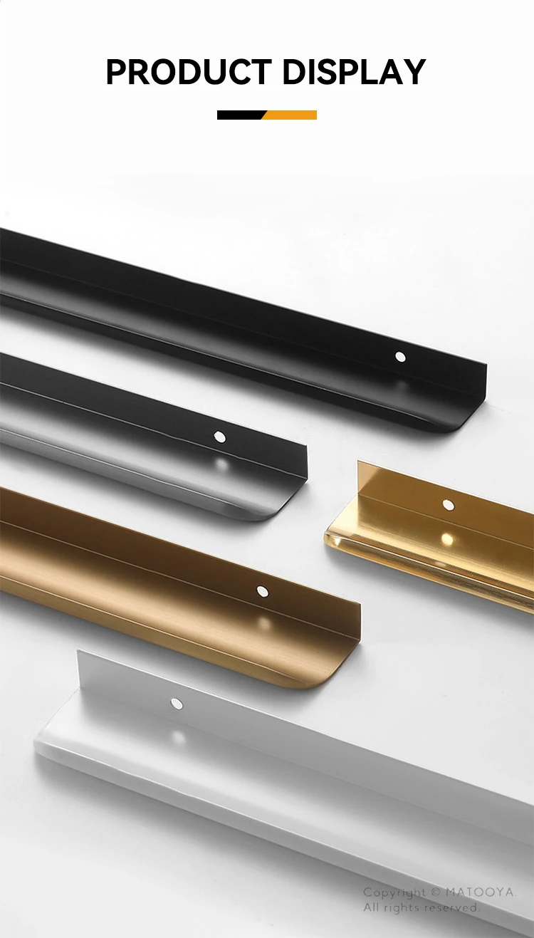 Gold Black Hidden Handles Invisible Door Handle Aluminum Alloy Long Kitchen Cabinet Pulls Wardrobe Door Knob and Handle Hardware