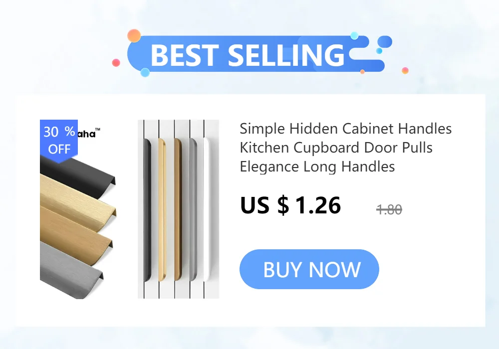 Gold Black Hidden Handles Invisible Door Handle Aluminum Alloy Long Kitchen Cabinet Pulls Wardrobe Door Knob and Handle Hardware