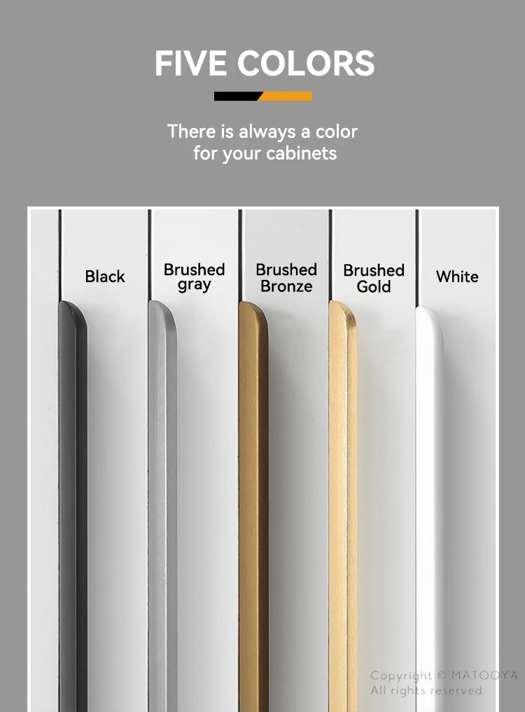Gold Black Hidden Handles Invisible Door Handle Aluminum Alloy Long Kitchen Cabinet Pulls Wardrobe Door Knob and Handle Hardware