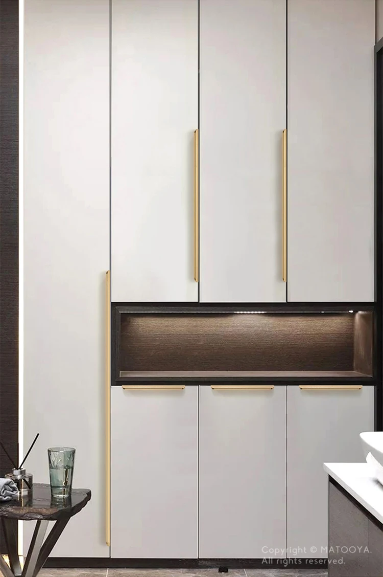 Gold Black Hidden Handles Invisible Door Handle Aluminum Alloy Long Kitchen Cabinet Pulls Wardrobe Door Knob and Handle Hardware