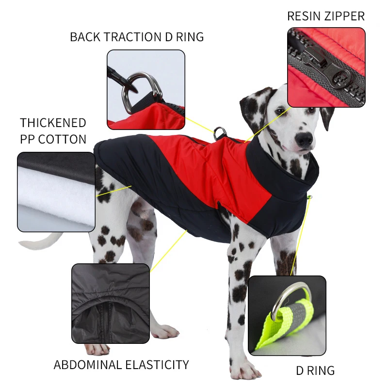 Dog Waterproof Jacket Pet Vest Dog Clothes for Large Dogs Winter Dog Warm Coat Puppy Sweatshirt Chihuahua French Bulldog Costume