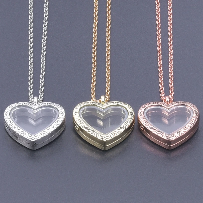 1Pc Trendy Sweet Love Glass Reliquary Photo Locket Pendant Necklaces Goth Heart Cremation Ashes Urn Relicario Collares Jewelry