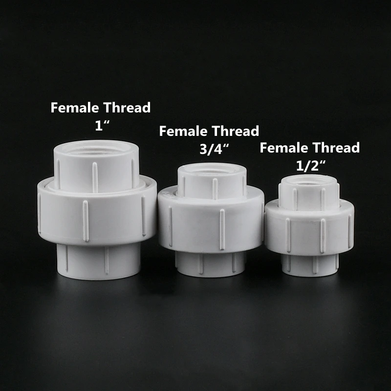 1-3Pcs 1/2" 3/4" 1"Double Female Thread PVC Union Connector Fish Tank Detachable Joint Garden Watering Irrigation Fittings