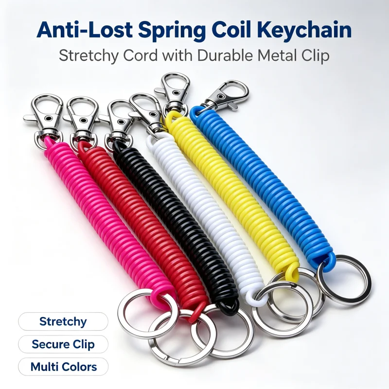 Colorful Spring Rope Keychain Pendant, Extendable Car Keychain Ring, Creative And Personalized DIY Accessory
