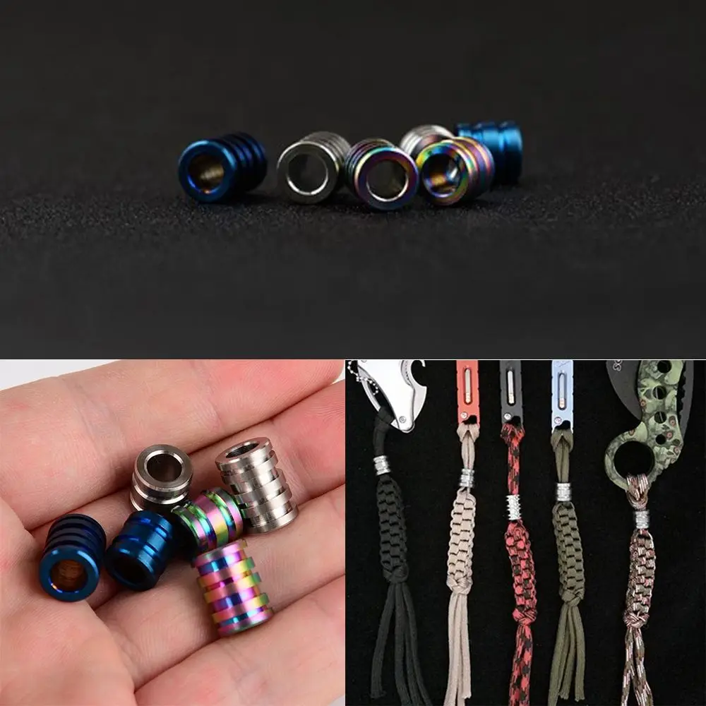 Titanium Alloy/Stainless Steel Knife Lanyard Camping Knife Gadgets Pendant TC4 Knife Beads Paracord Rope Knife EDC