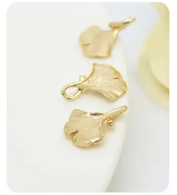 (672) 6PCS 13x16MM 24K Gold Color Plated Brass Ginkgo Leaf Tree Leafs Shaped Charms High Quality Diy Jewelry Accessories