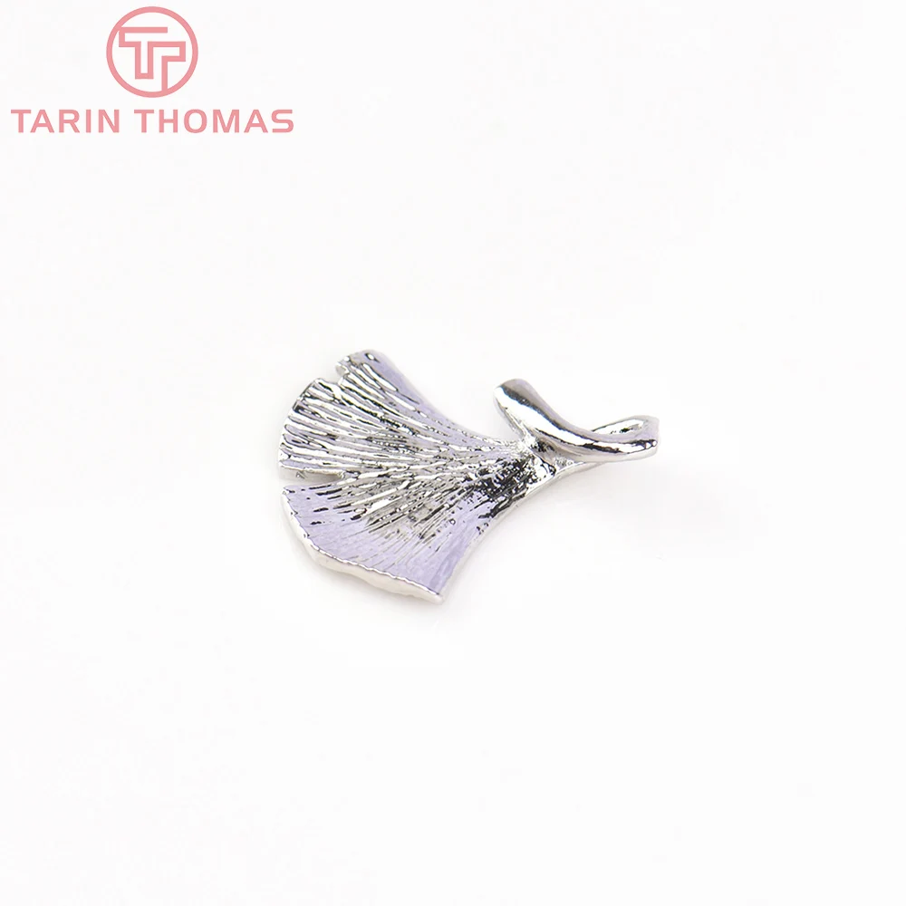 (672) 6PCS 13x16MM 24K Gold Color Plated Brass Ginkgo Leaf Tree Leafs Shaped Charms High Quality Diy Jewelry Accessories