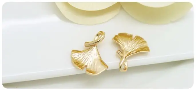 (672) 6PCS 13x16MM 24K Gold Color Plated Brass Ginkgo Leaf Tree Leafs Shaped Charms High Quality Diy Jewelry Accessories