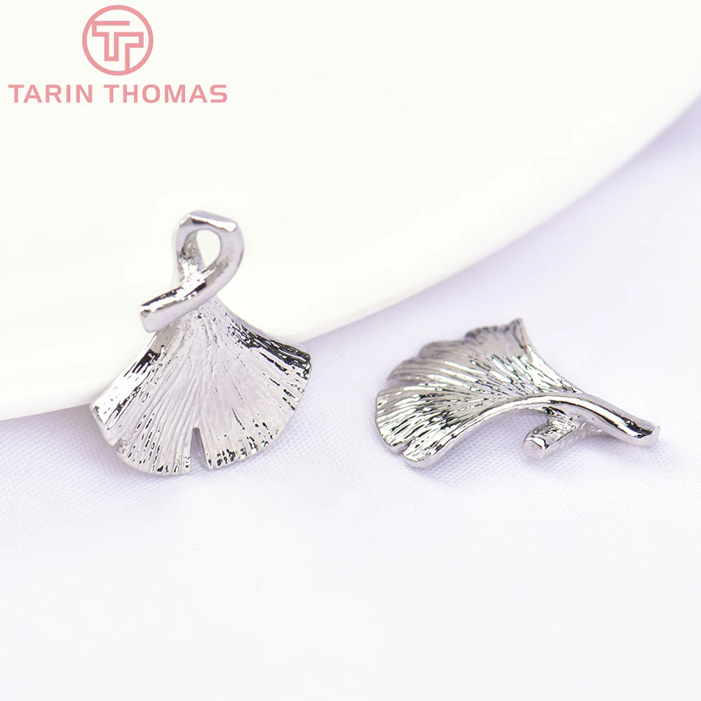 (672) 6PCS 13x16MM 24K Gold Color Plated Brass Ginkgo Leaf Tree Leafs Shaped Charms High Quality Diy Jewelry Accessories