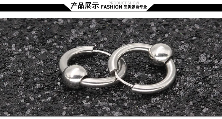 Stainless Steel Metal Ball Charming Huggie Earrings For Man Simple Round Circle Women Ear Hoop Earrings Pierce Jewellry