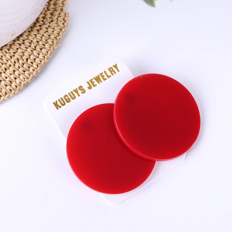 KUGUYS Classic Round Earrings for Women Clear Acrylic Fashion Summer Beach Music Festival Jewelry Blue Green Pink Red