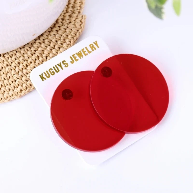 KUGUYS Classic Round Earrings for Women Clear Acrylic Fashion Summer Beach Music Festival Jewelry Blue Green Pink Red