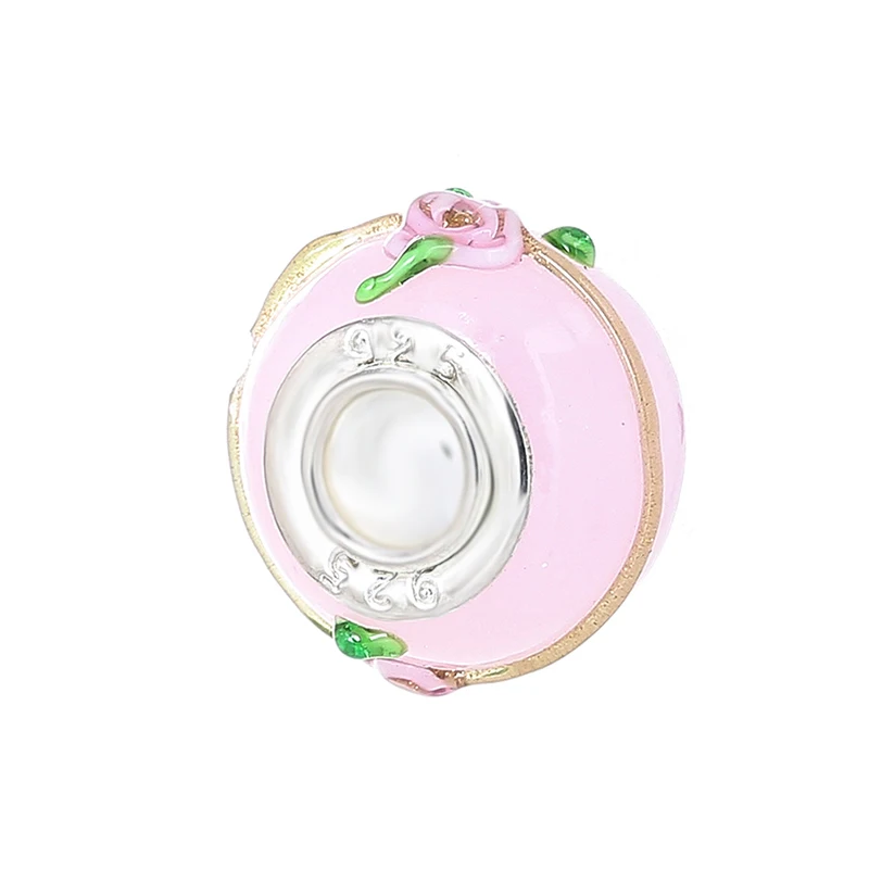2Pcs/Lot 2021 Original Sculpture Flower Heart Butterfly Charm Beads Fit Pink Murano Glass Crystal Bracelet For Women DIY Jewelry