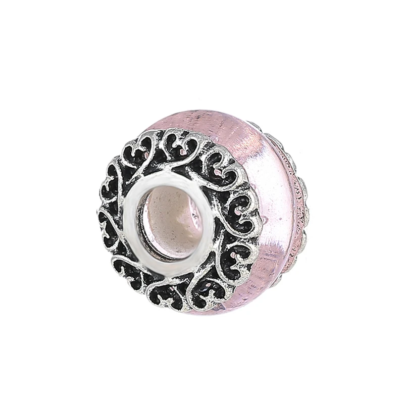 2Pcs/Lot 2021 Original Sculpture Flower Heart Butterfly Charm Beads Fit Pink Murano Glass Crystal Bracelet For Women DIY Jewelry