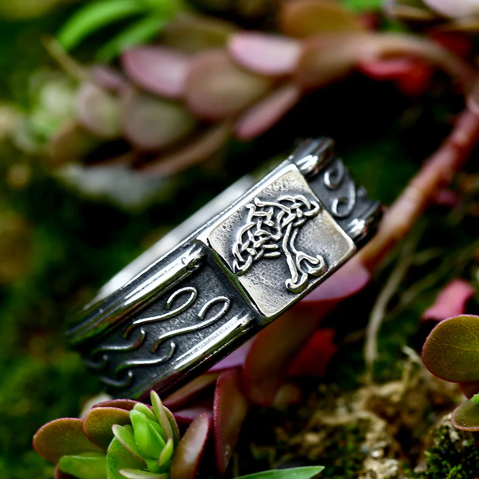 Stainless Steel Tree of Life Signet Ring Classic Men Viking Amulet Rings Nordic Jewelry BR8-732