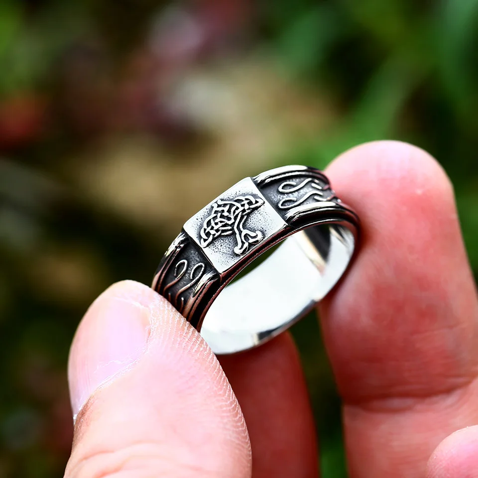 Stainless Steel Tree of Life Signet Ring Classic Men Viking Amulet Rings Nordic Jewelry BR8-732