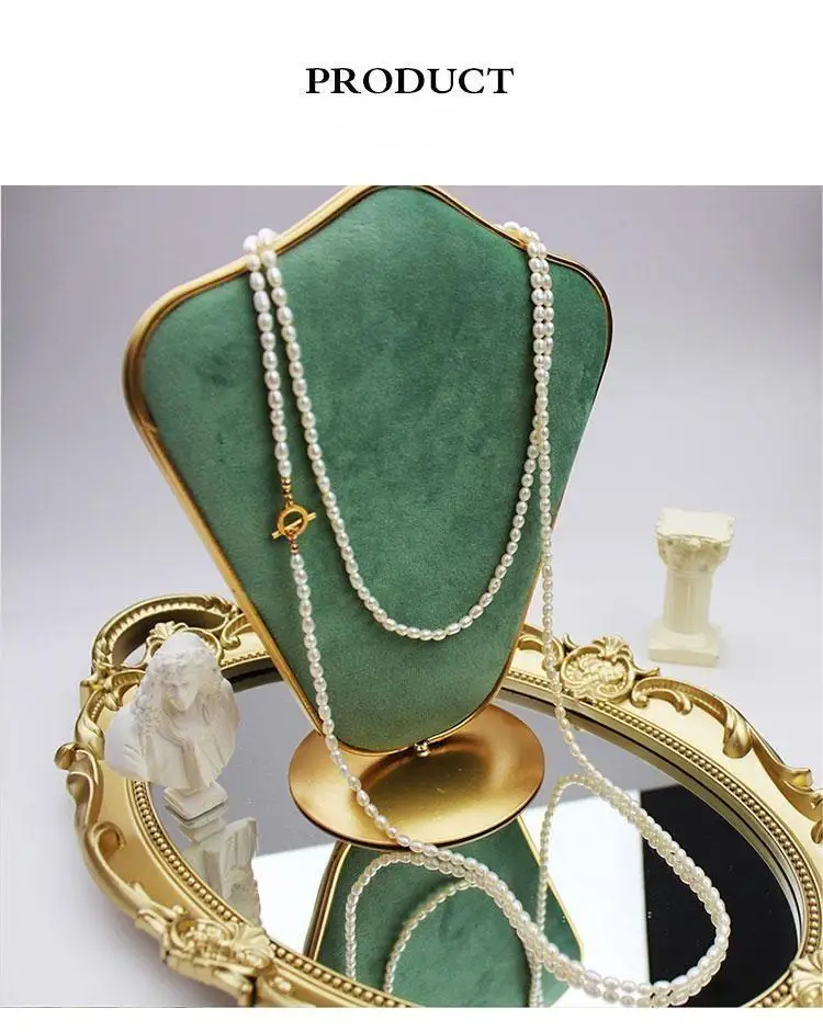 HENGSHENG Long Chain Necklace For Women Freshwater Natural Baroque Pearls Necklace 4-6mm Rice Shape Beads Vintage Sweater Chain