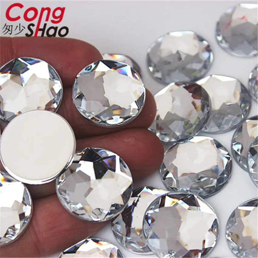 Cong Shao 20pcs 20mm Colorful Acrylic Rhinestone Round Flat Back Beads Crystal Stones DIY Costume Jewelry Crafts Scrapbook ZZ751