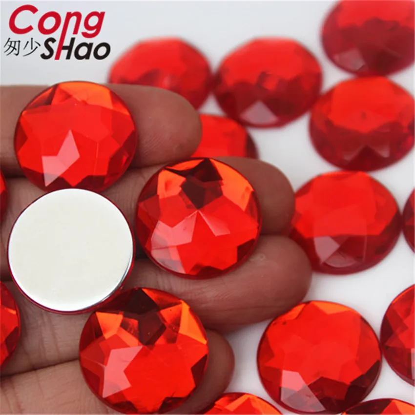 Cong Shao 20pcs 20mm Colorful Acrylic Rhinestone Round Flat Back Beads Crystal Stones DIY Costume Jewelry Crafts Scrapbook ZZ751