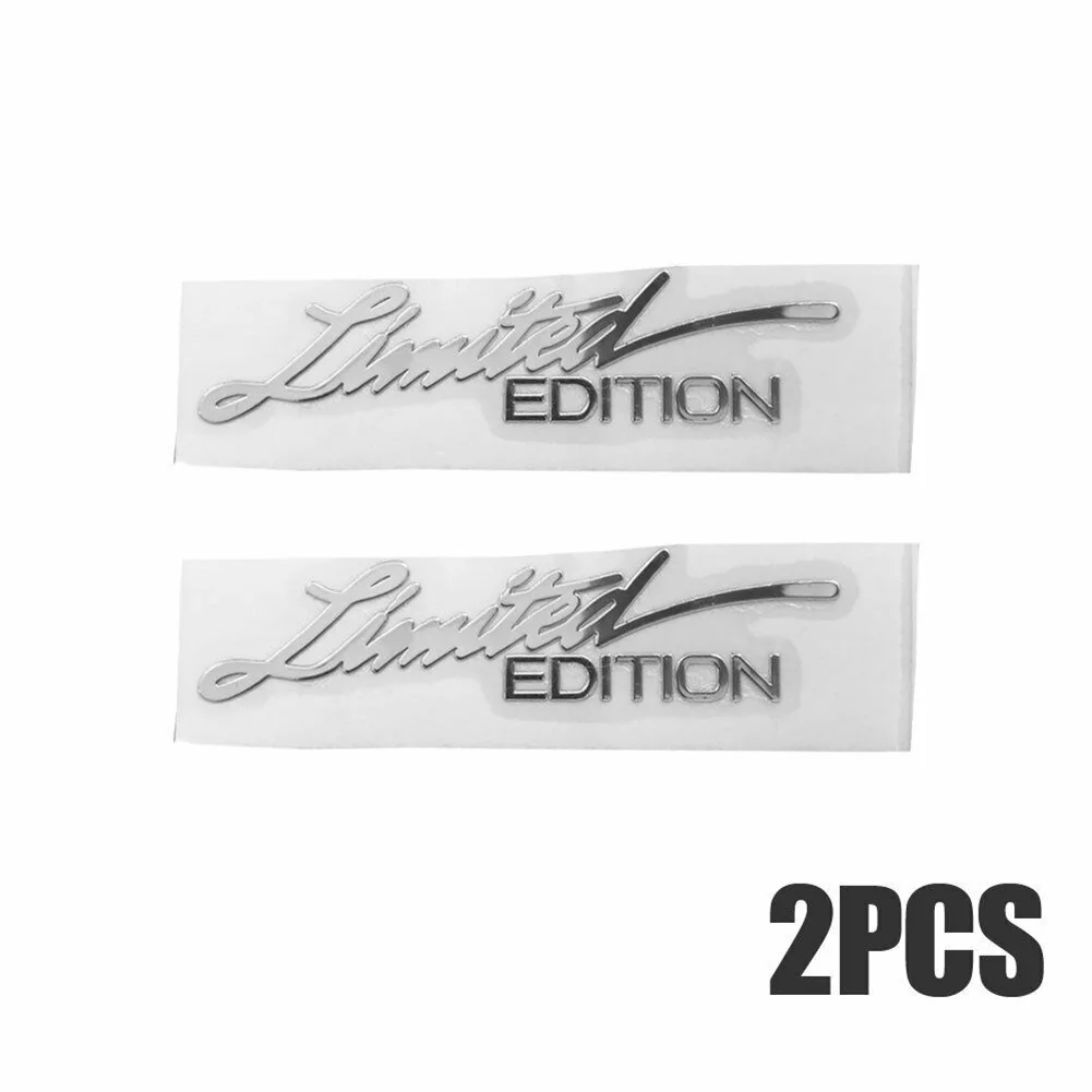 2Pcs Limited Edition Logo Emblem Badge Metal Sticker Decals Silver Car Exterior Interior Sticker Accessories Motorcycle Decal
