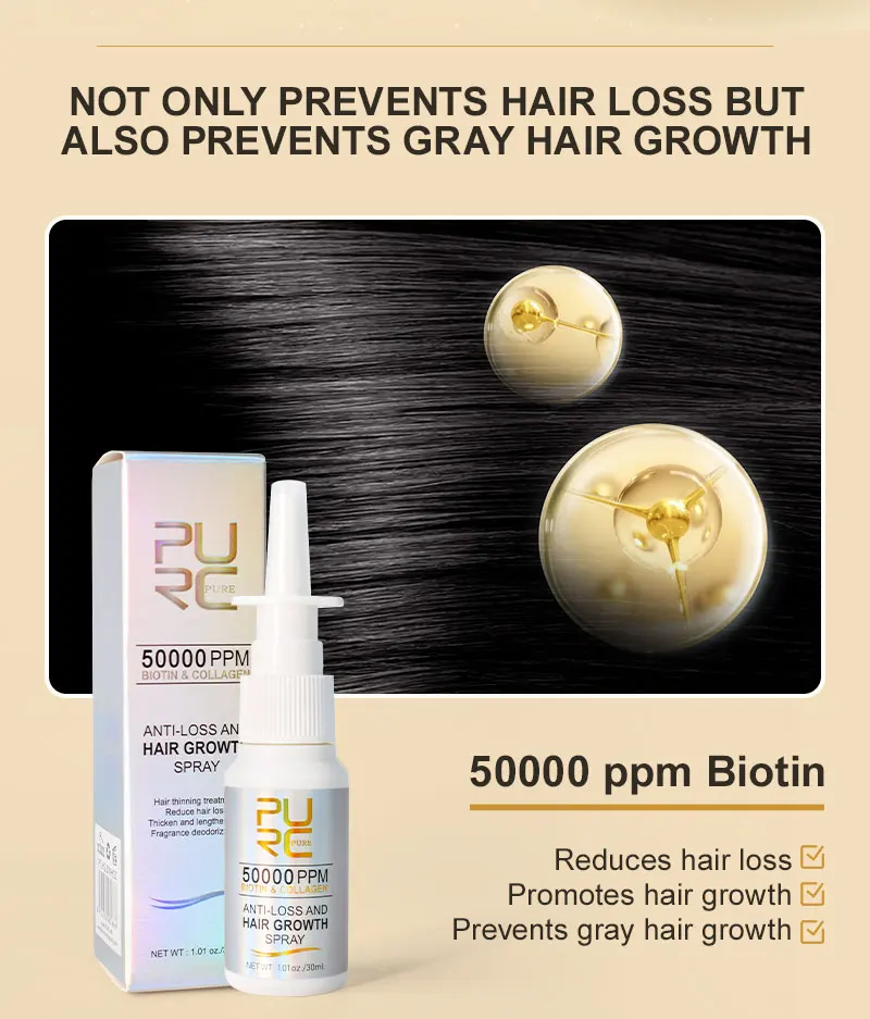 PURC Biotin Hair Growth Oil for Men Women Hair Loss Treatment Fast Grow Hair Spray Regrowth Thicken Oil Hair Care Products