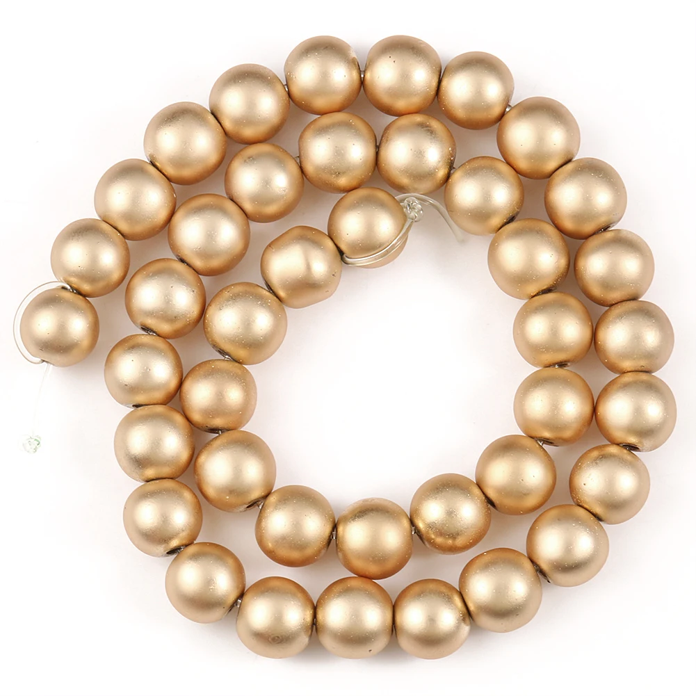 Natural Stone Dull Matte Light Gold Color Hematite Beads Round Loose Mineral Beads Jewelry Making Diy Bracelet 2/3/4/6/8mm