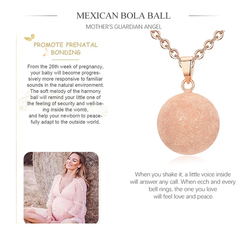 Out of Stock Round Bell 3 Colors Sparkling Harmony Bola Ball Angel Caller Pregnancy Pendant Necklace for Women Jewelry N14nb357