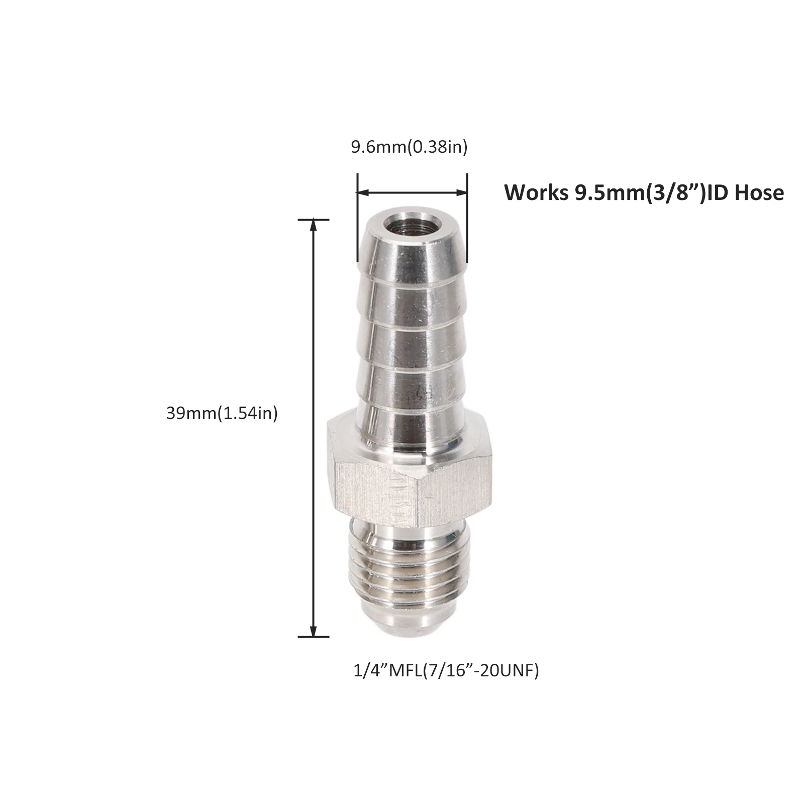 6mm/9.5mm Hose Barb x 1/4" MFL Male Flare Adapter Homebrew Beer Kegging Fitting 304 Stainless Steel Brewer Hardware