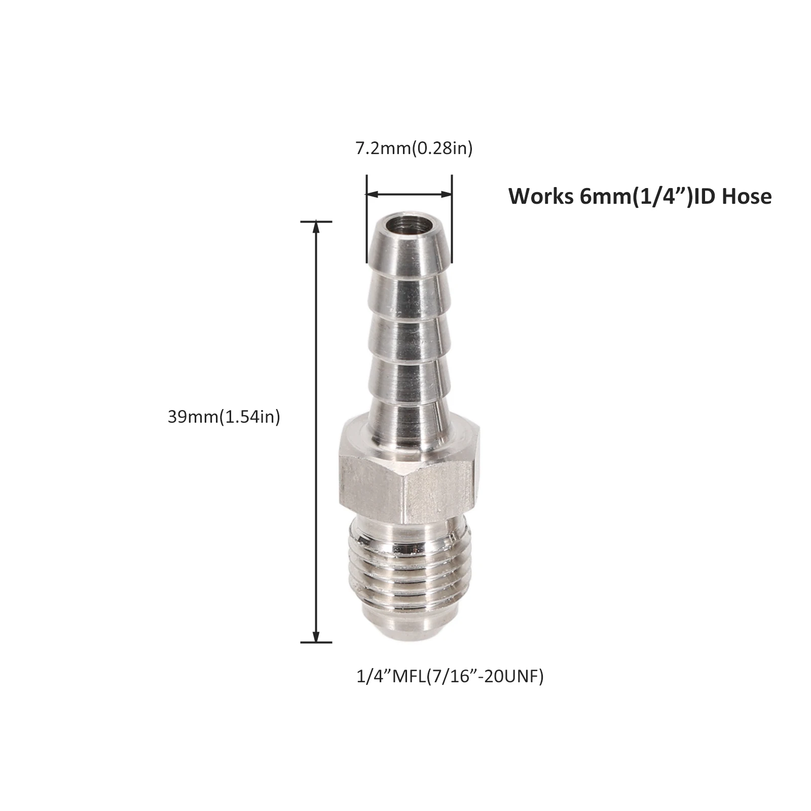 6mm/9.5mm Hose Barb x 1/4" MFL Male Flare Adapter Homebrew Beer Kegging Fitting 304 Stainless Steel Brewer Hardware