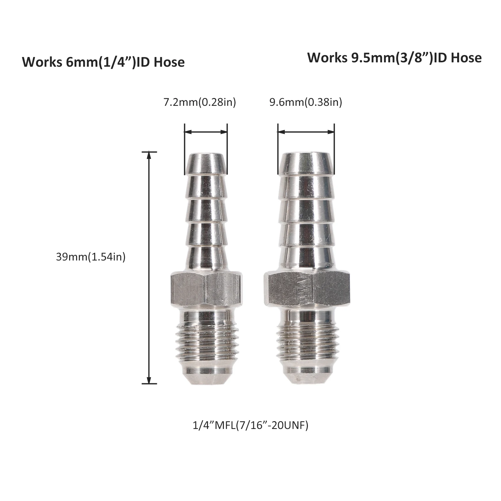 6mm/9.5mm Hose Barb x 1/4" MFL Male Flare Adapter Homebrew Beer Kegging Fitting 304 Stainless Steel Brewer Hardware