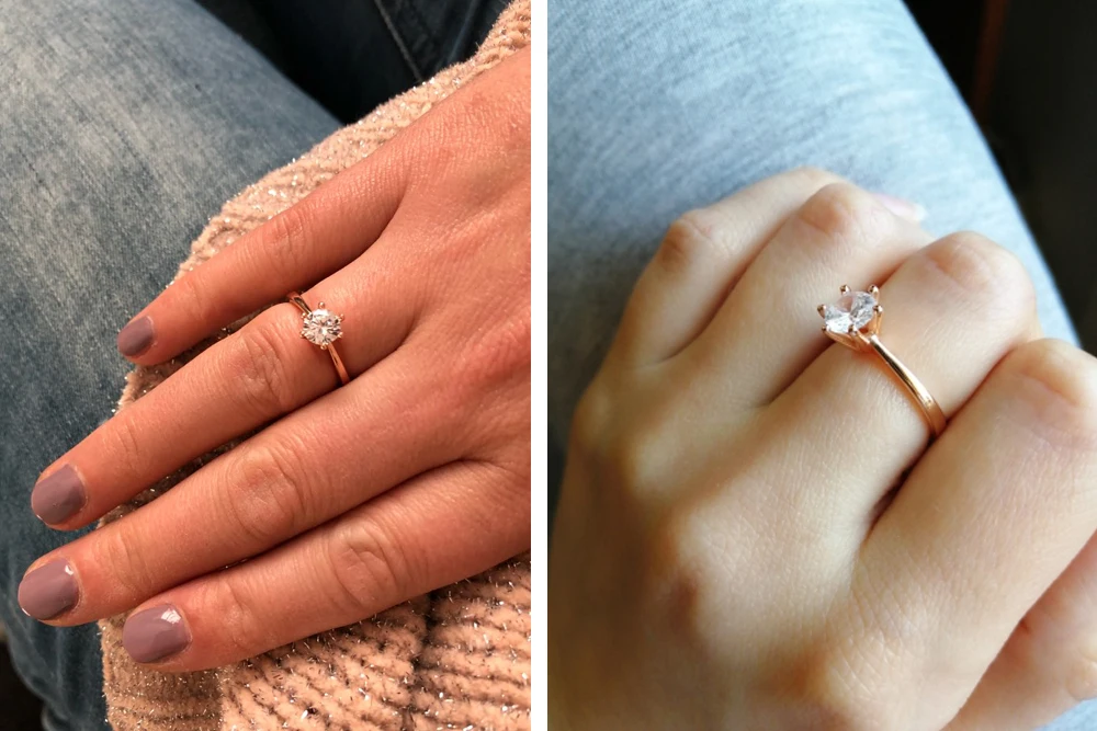 ZHOUYANG Wedding Rings For Women Classic Forever Perfect Cut 1 Carat Zircon Rose Gold Color 6 Claws Gift Wholesale Jewelry R013