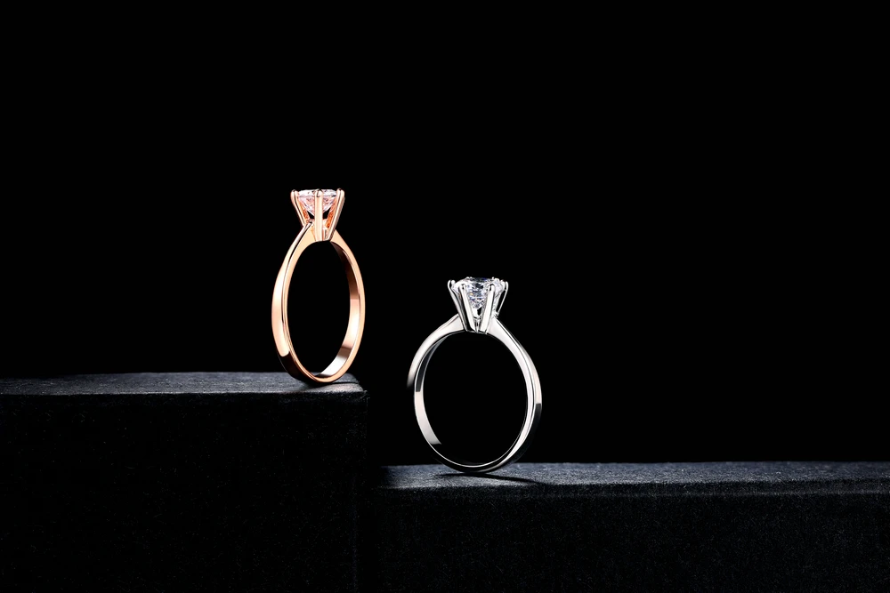 ZHOUYANG Wedding Rings For Women Classic Forever Perfect Cut 1 Carat Zircon Rose Gold Color 6 Claws Gift Wholesale Jewelry R013