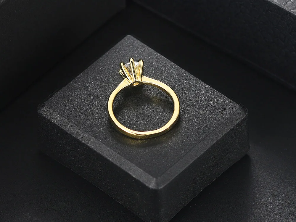 ZHOUYANG Wedding Rings For Women Classic Forever Perfect Cut 1 Carat Zircon Rose Gold Color 6 Claws Gift Wholesale Jewelry R013