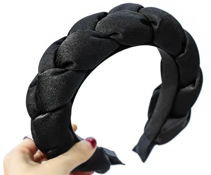 Winter/Autumn Women Thick Braids Headband Solid Adults Headdress Silk Fabric Padded Hairband Wide Hair Hoop Women Hair Ornament