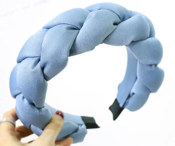 Winter/Autumn Women Thick Braids Headband Solid Adults Headdress Silk Fabric Padded Hairband Wide Hair Hoop Women Hair Ornament