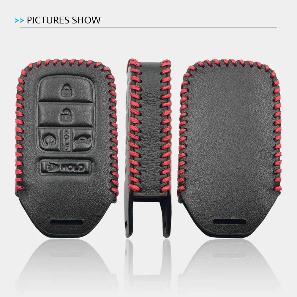 Leather Car Key Cover Bag For Honda Civic Fit Accord Pilot CR-V 2019 2020 Smart Remote Fobs Shell Protector Case Keychain Holder