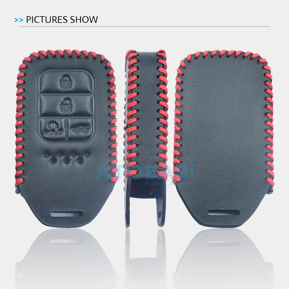 Leather Car Key Cover Bag For Honda Civic Fit Accord Pilot CR-V 2019 2020 Smart Remote Fobs Shell Protector Case Keychain Holder