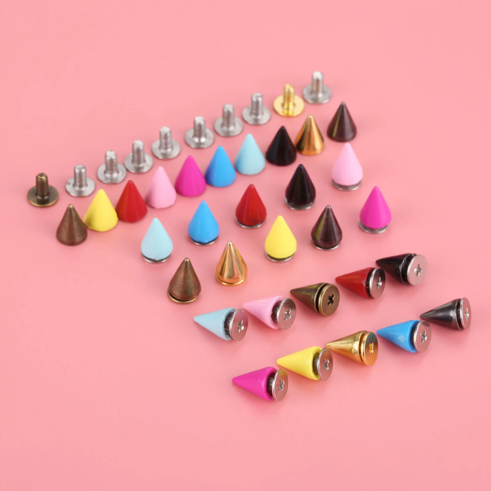 20Pcs Punk Apparel Leather Buckles Metal Screws Knob Tip Rivets Handbag Belt Shoes Crafts Bullet Rivet Stud Spikes DIY Handmade